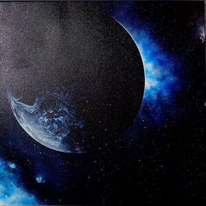 Blue Galaxy Planet Wall Art Canvas